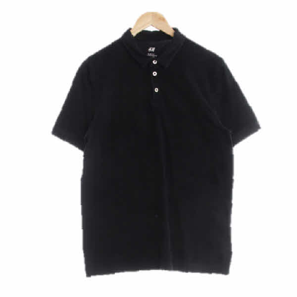 h&m 블랙 면혼방 스트레치반팔카라티