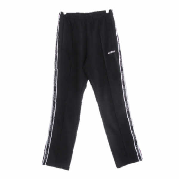 널디 블랙 프린팅 레터링테이핑핀턱팬츠
