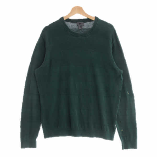 h&m 딥그린 스트라이프 면 라운드긴팔니트