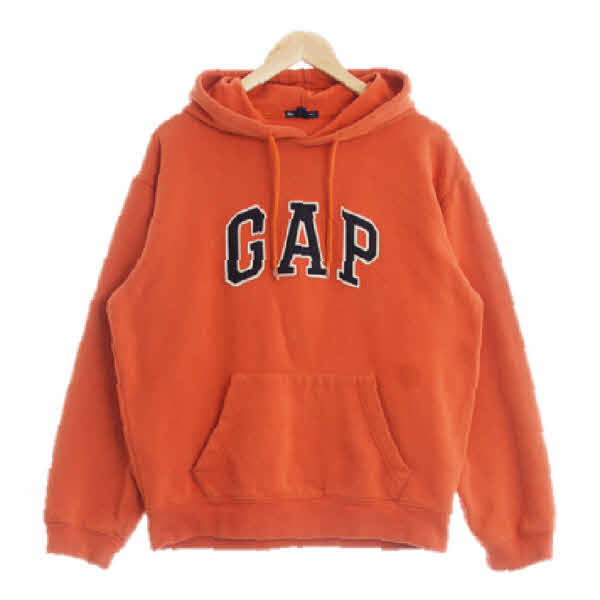 gap 오렌지 면혼방 빅로고포켓후드티