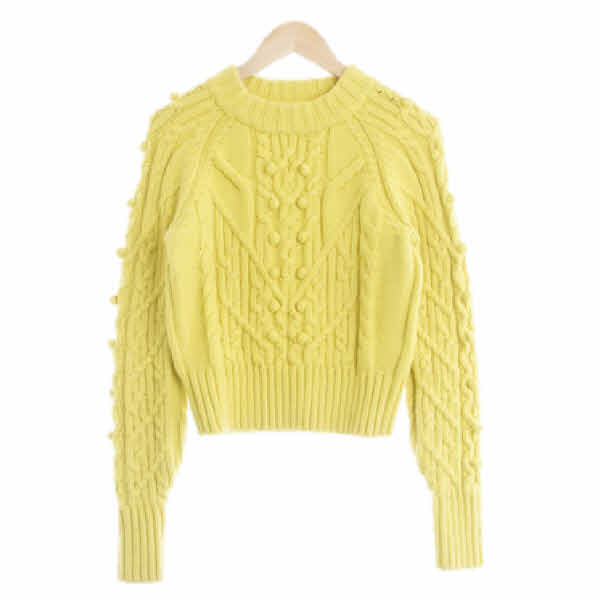 h&m 라임 울혼방 폼배색크루넥스웨터