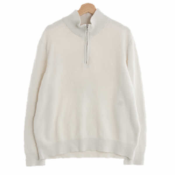 h&m 아이보리 면 하프집업하이넥스웨터 