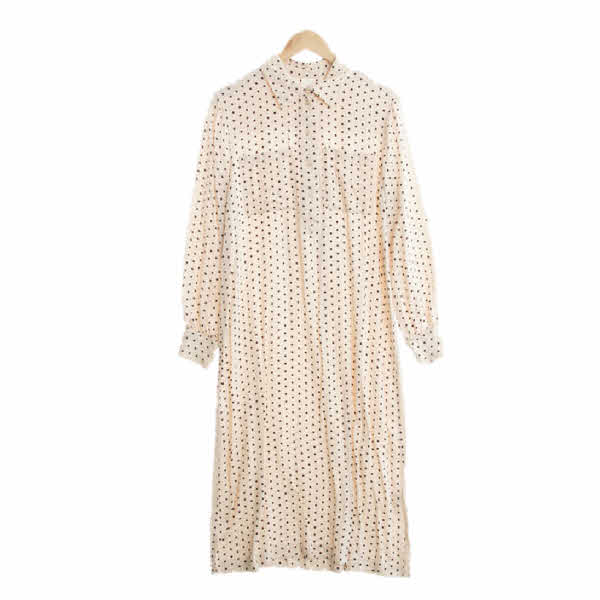 h&m 베이지 땡땡이 레이온 셔츠원피스 