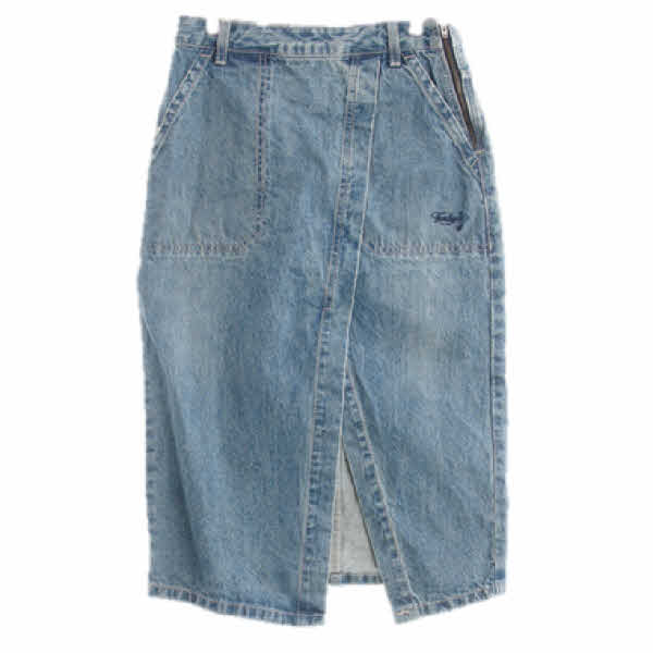 ThursdayIsland 중청 데님 워싱트임미디스커트
