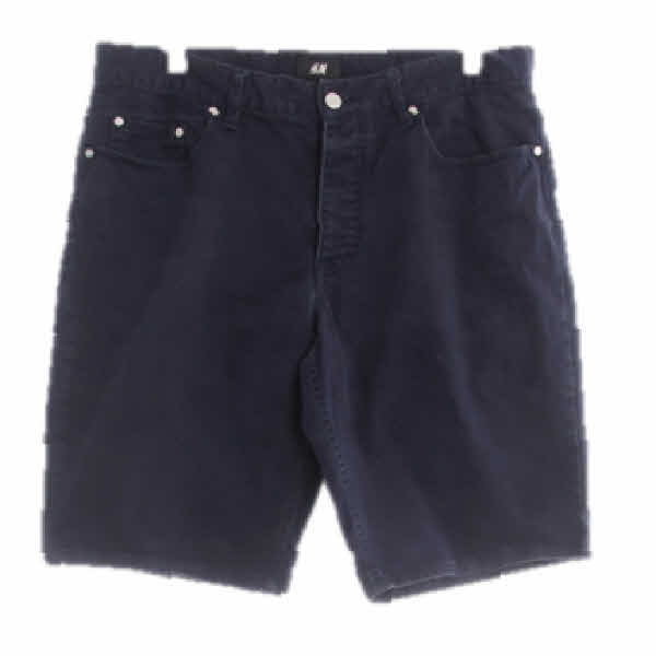 h&m 네이비 면혼방 하프워싱팬츠