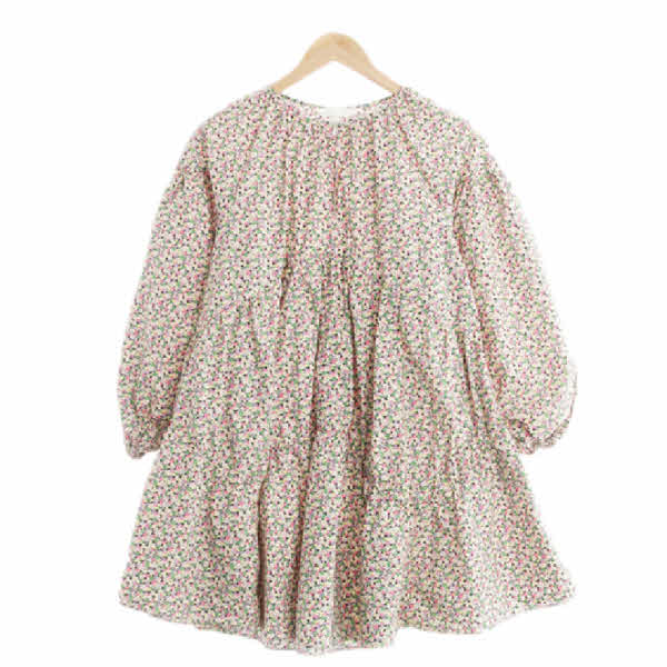 h&m 멀티컬러 잔꽃패턴 면 셔링원피스