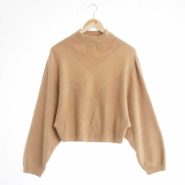 h&m 베이지 하프넥가오리핏긴팔니트