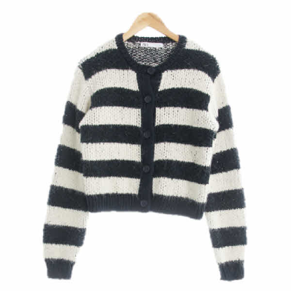 자라 네이비 스트라이프 면혼방 라운드니트가디건