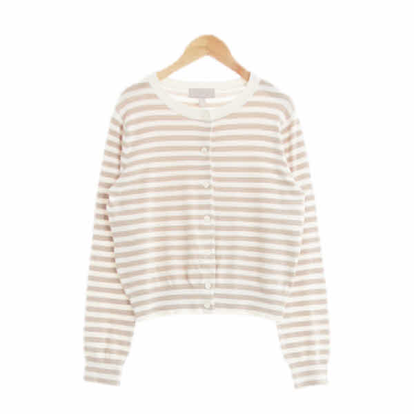 h&m 아이보리 스트라이프 비스코스혼방 라운드긴팔가디건
