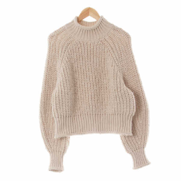h&m 아이보리 울혼방 세미크롭하이넥라그랑스웨터