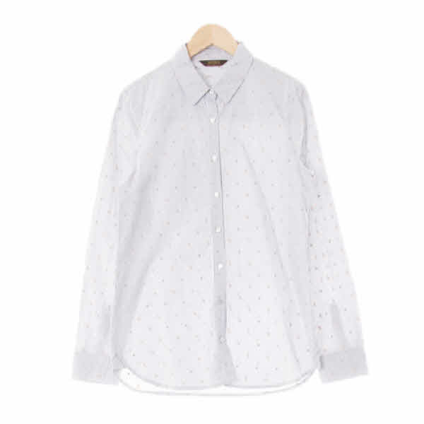 bcbg 라이트블루 스트라이프 면혼방 자수패턴로고셔츠
