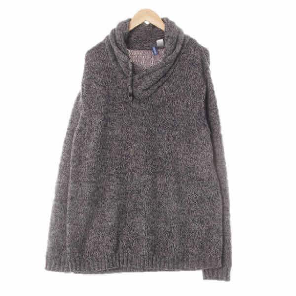 h&m 네이비미디엄그레이 울혼방 숄카라넥니트