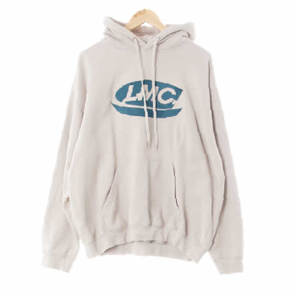 lmc 님버스클라우드그레이 면 로고캥거루포켓후드티