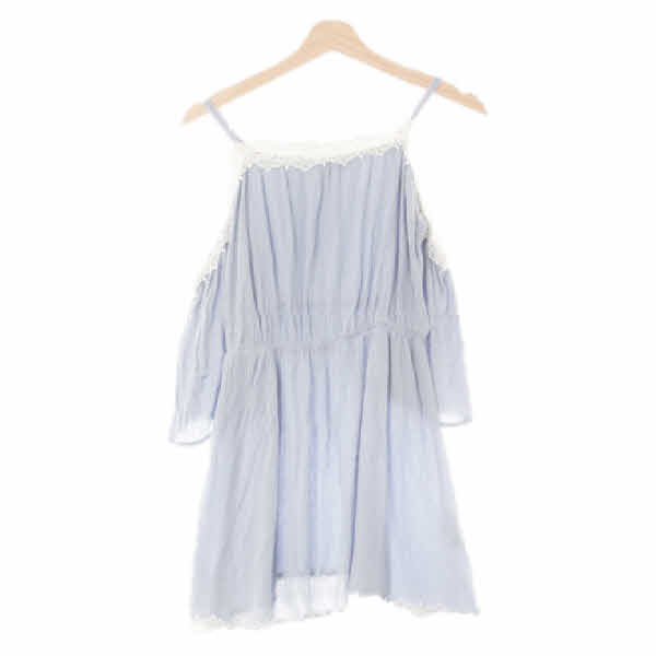 h&m 그레이시스카이블루 비스코스 레이스오프닝숄더미니드레스