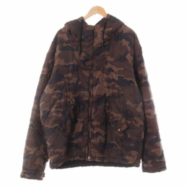 bershka 다크어스그린올리브드랩그린 카모 하이넥밀리터리패딩자켓