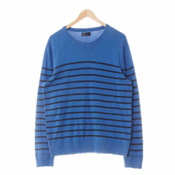 gap 블루 스트라이프 면 라운드넥시보리니트