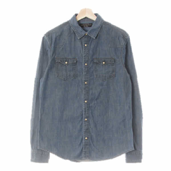 allsaints 애쉬데님블루 데님 똑딱이포켓청남방