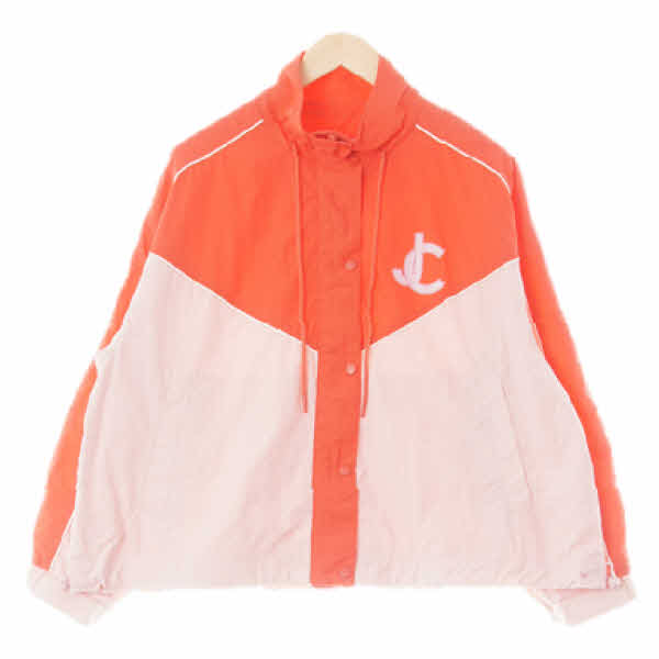 juicpcouture 레드오렌지베이비핑크 나일론혼방 JC로고루즈핏집업점퍼