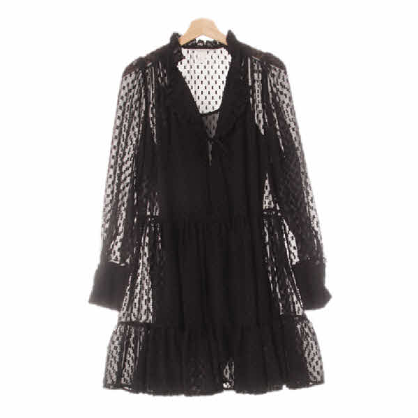 h&m 블랙 시스루 러플카라수술원피스