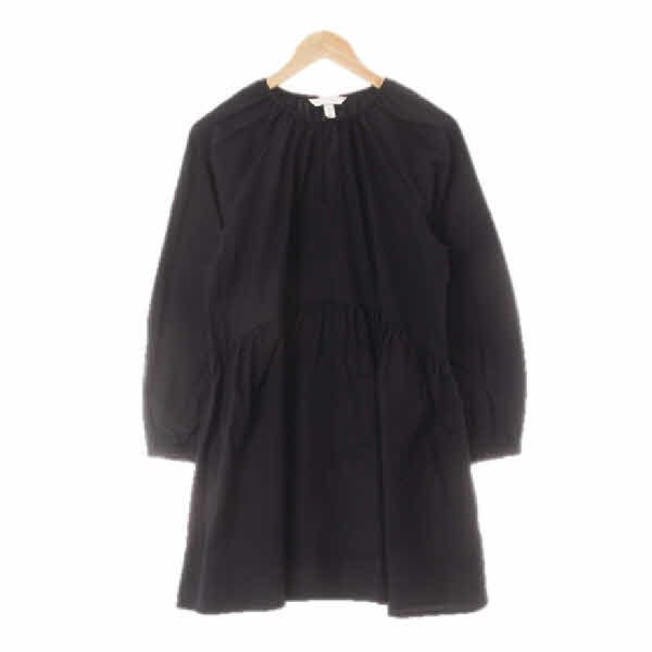 h&m 블랙 면 셔링티어드레글런원피스