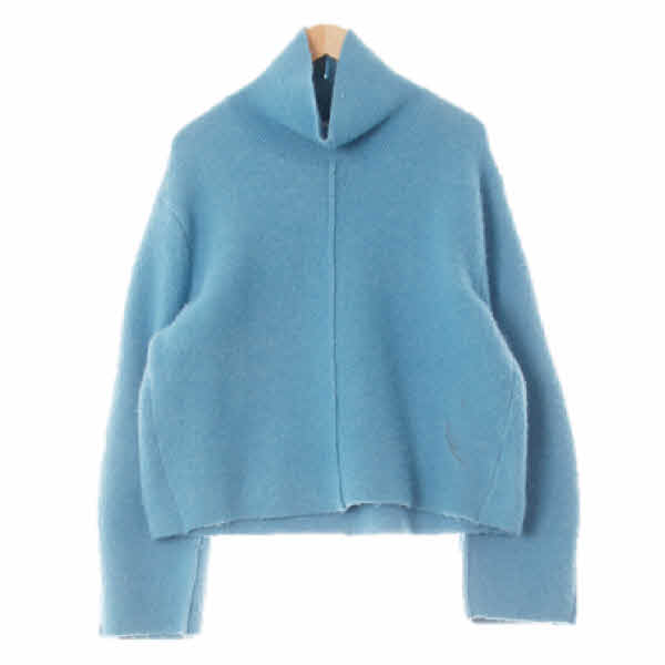 h&m 알래스칸블루 울혼방 컷오프터틀루즈스웨터