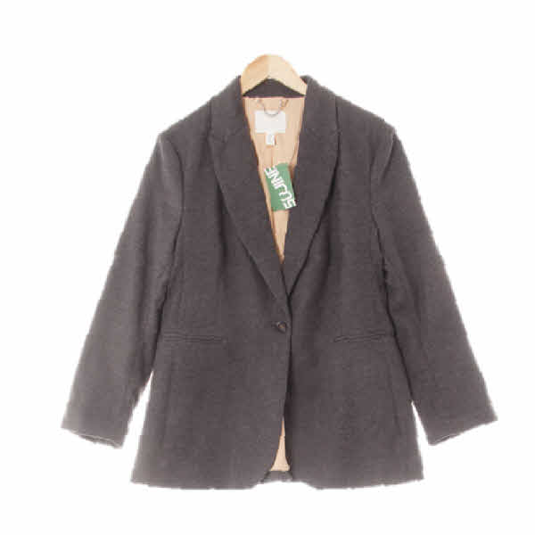 h&m 다크그레이 피크드라펠원버튼배색블레이저