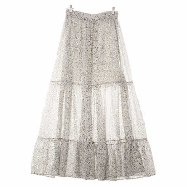 h&m 화이트 대리석패턴 맥시러플쉬폰스커트