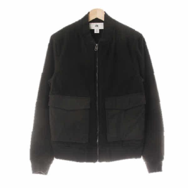 h&m 다크그린 울혼방 빅포켓모직점퍼