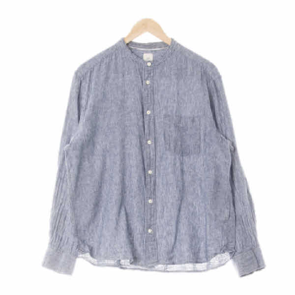h&m 네이비 스트라이프 린넨혼방 차이나카라원포켓셔츠