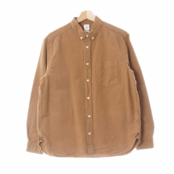 h&m 카멜 면 박스플리츠원포켓셔츠