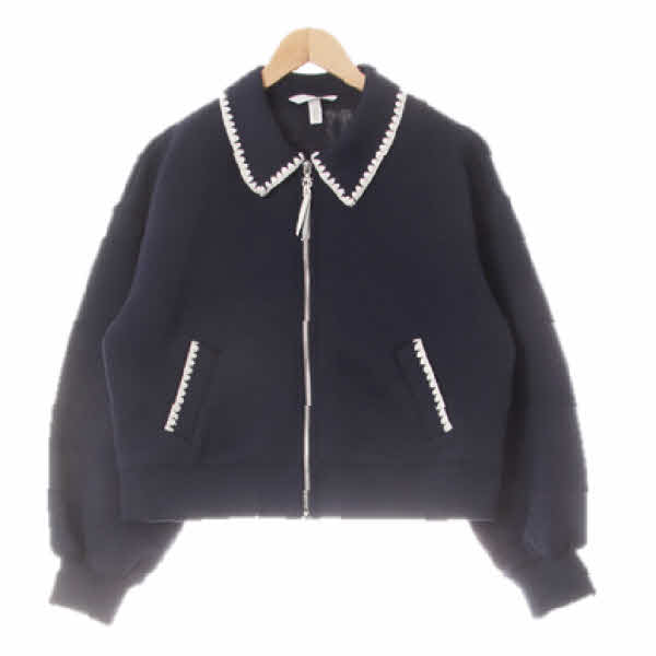 h&m 네이비 비스코스혼방 포인트자수라인네오플랜자켓