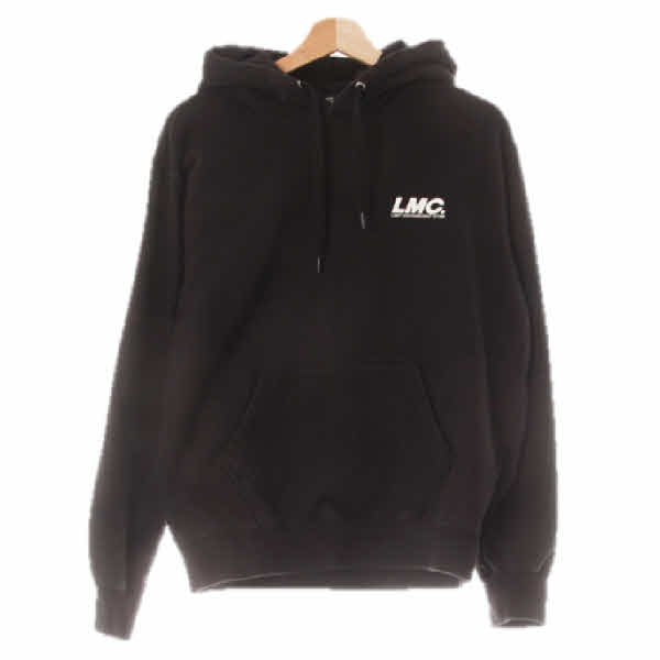 lmc 블랙 면 실리콘로고후드티