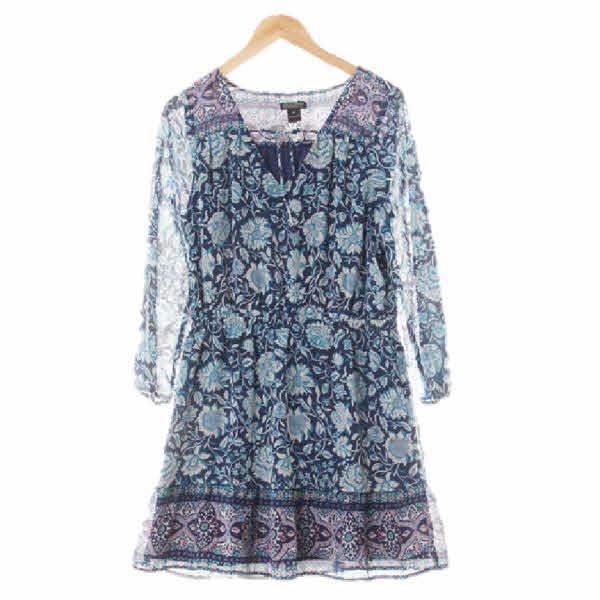luckybrand 네이비딥틸그린 브이넥에스닉보더원피스