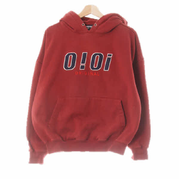 oioi 카버넷레드 면혼방 중앙펠트로고패치후드티