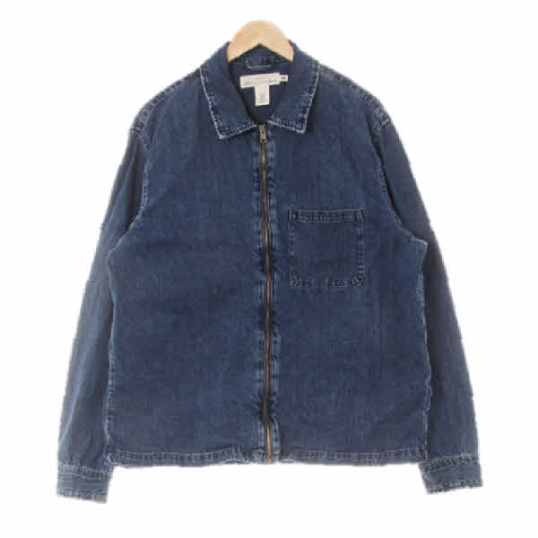 h&m 진청 면 워싱집업카라재킷