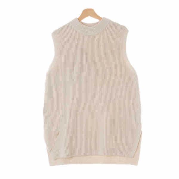 h&m 라이트베이지 울혼방 루즈핏짜임슬릿니트베스트