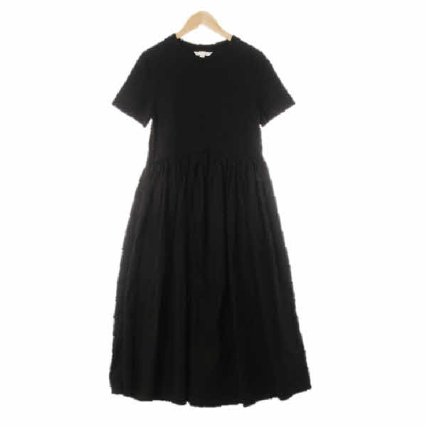 h&m 블랙 면 심플셔링롱반팔원피스