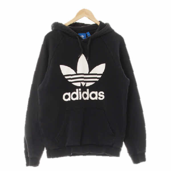아디다스오리지널 블랙 프린팅 면혼방 빅트레포일나그랑스웨트후디
