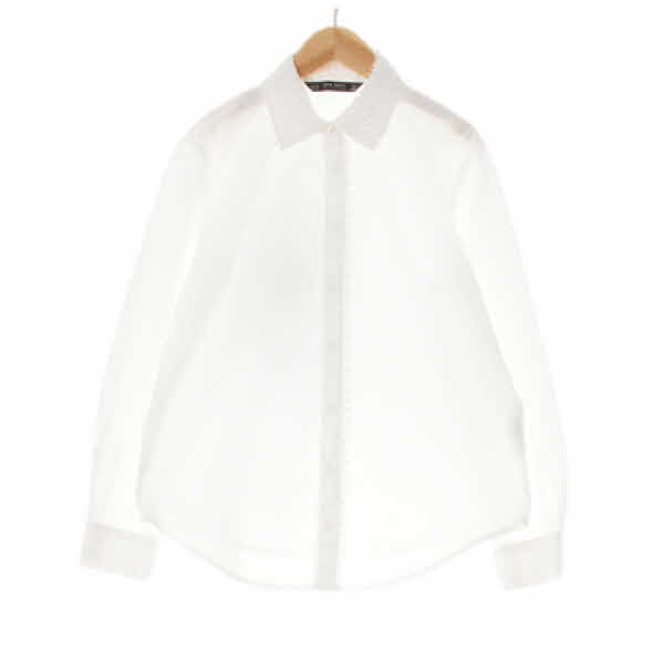 자라 화이트 면 진주포인트버튼레이스카라셔츠