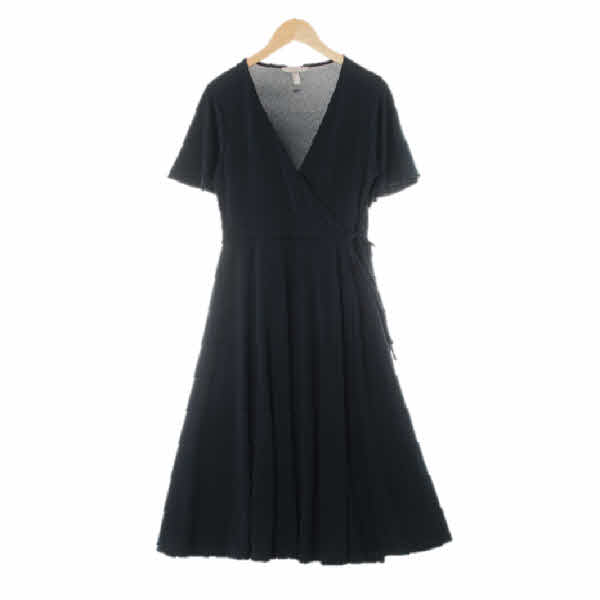h&m 네이비 스트링랩플레어반팔원피스