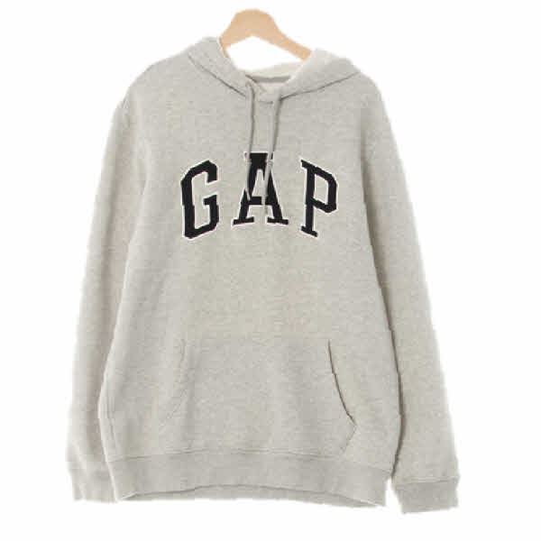 gap 멜란지그레이 면혼방 포켓빅로고패치후드티