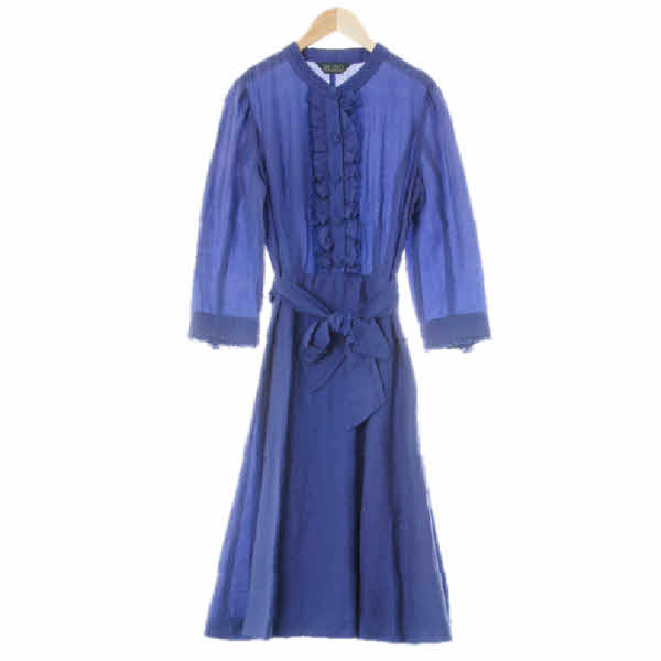 bcbg 울트라바이올렛 프릴레이스하프버튼원피스