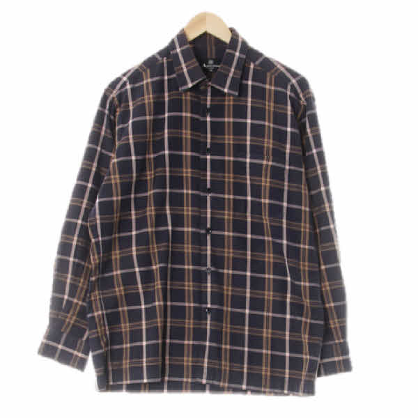 aquascutum 빈티지네이비모카무스브라운 클래식체크 면 긴팔셔츠