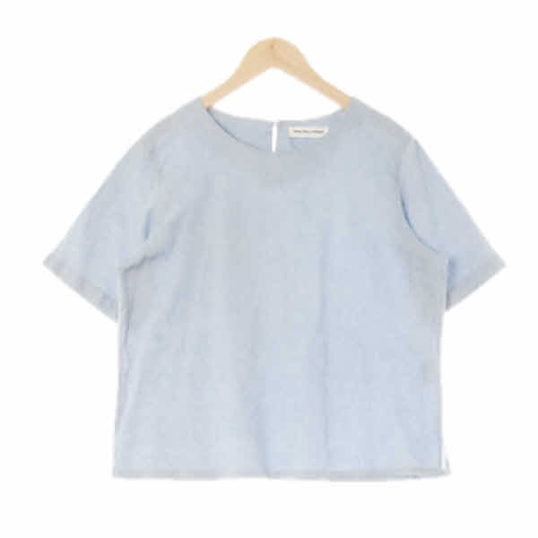 [JPN] Tokyo blouse sports 세레니티블루 면 애시드워싱골지반팔블라우스