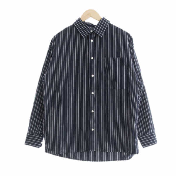 h&m 네이비 스트라이프 면 포켓루즈대비셔츠