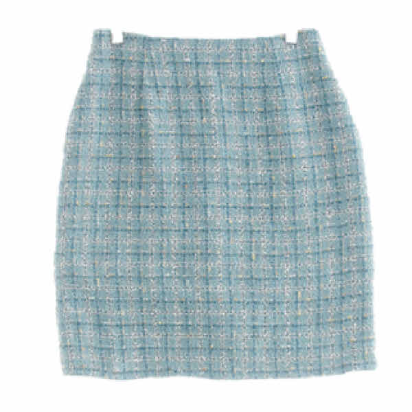 LauraAshley 블루 체크 트위드H라인스커트