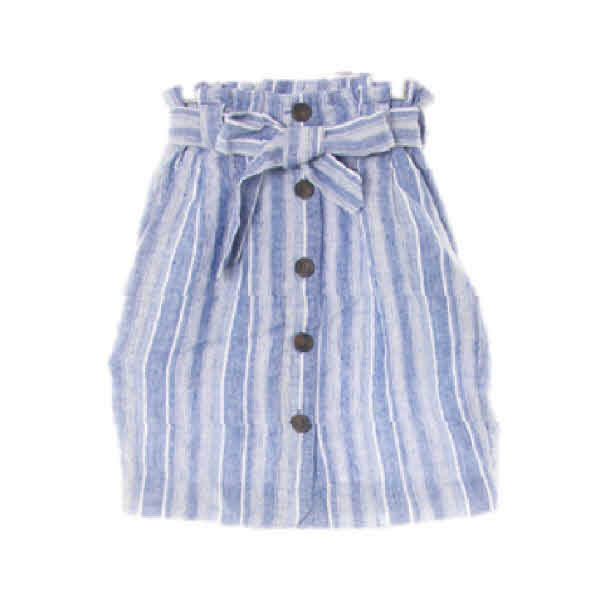 h&m 블루 스트라이프 린넨혼방 슬릿버튼핀턱미니스커트