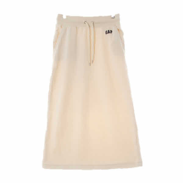 gap 아이보리 면혼방 자수로고일자롱스커트