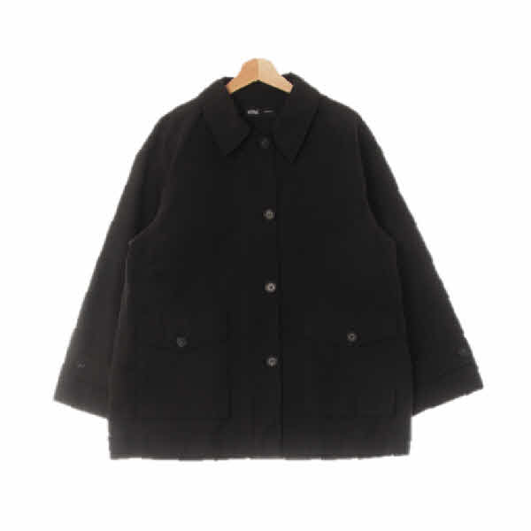 mixxo 블랙 면혼방 플랩포켓박시카라재킷 