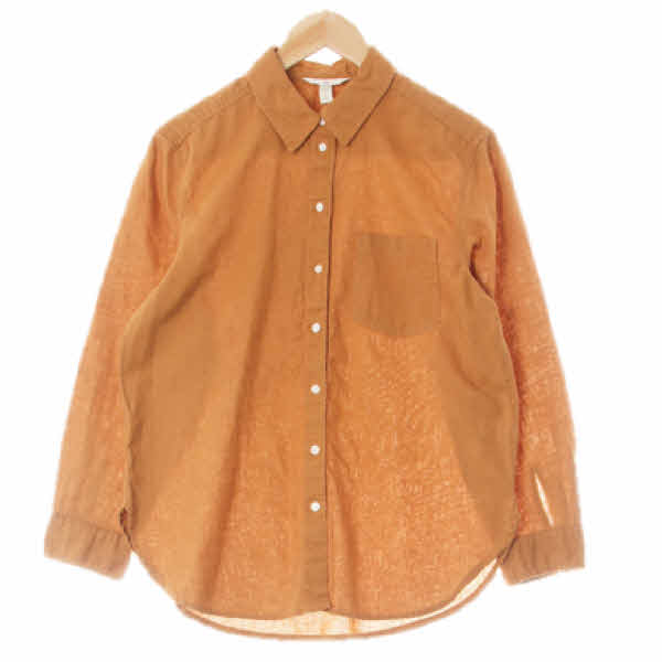 h&m 수단브라운 린넨혼방 싱글포켓베이직셔츠 